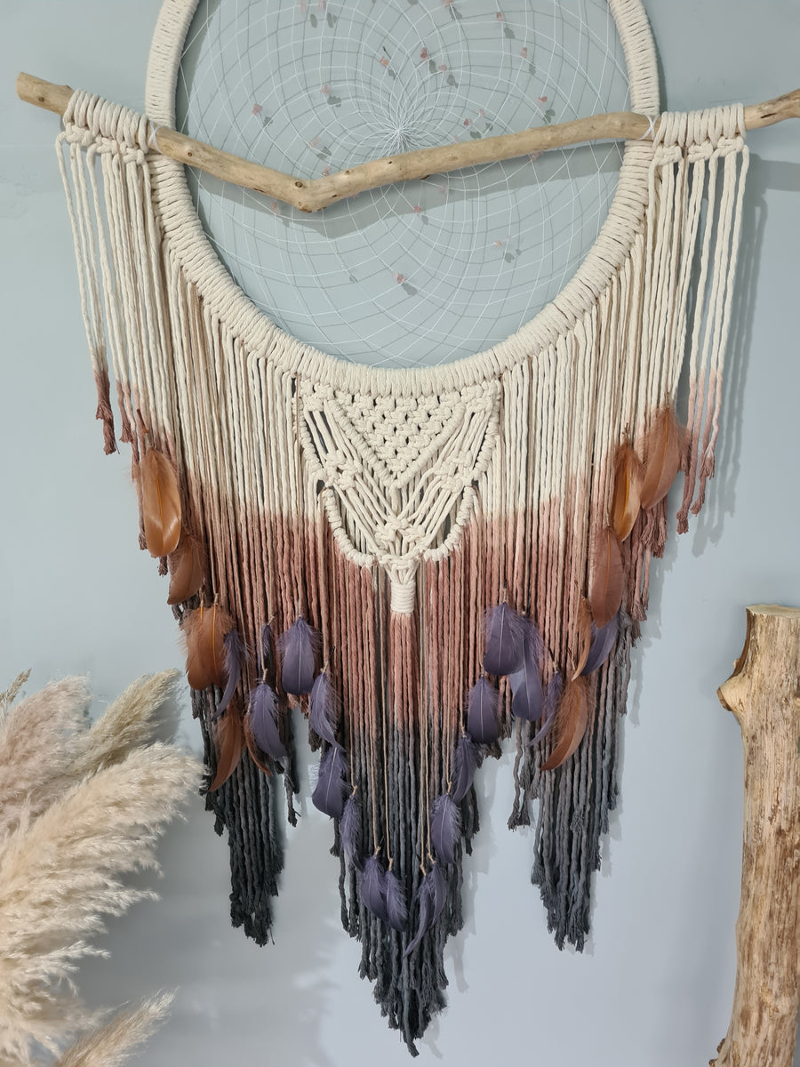 Water Inspired Macramé Wall Hanging with Driftwood by Calla