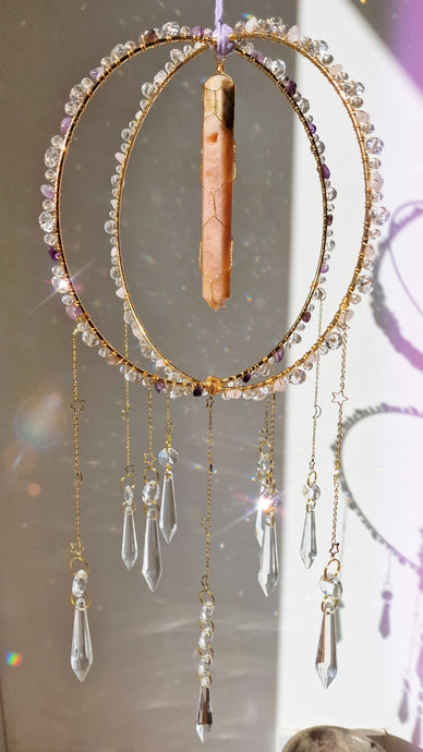 Crystal pink amethyst orb suncatcher - Falka