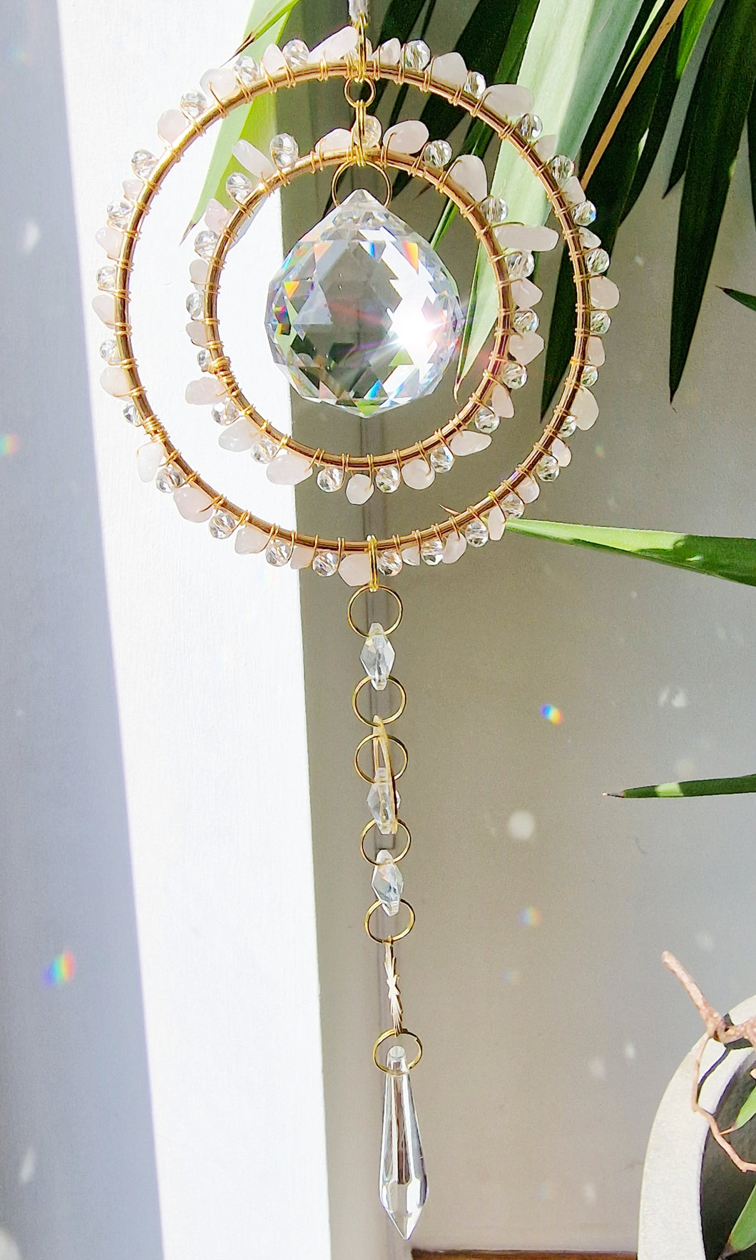 Crystal suncatcher rose quartz