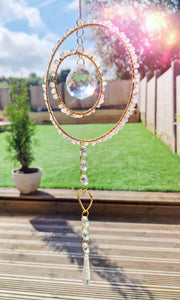 Crystal suncatcher rose quartz 6 inch hoop