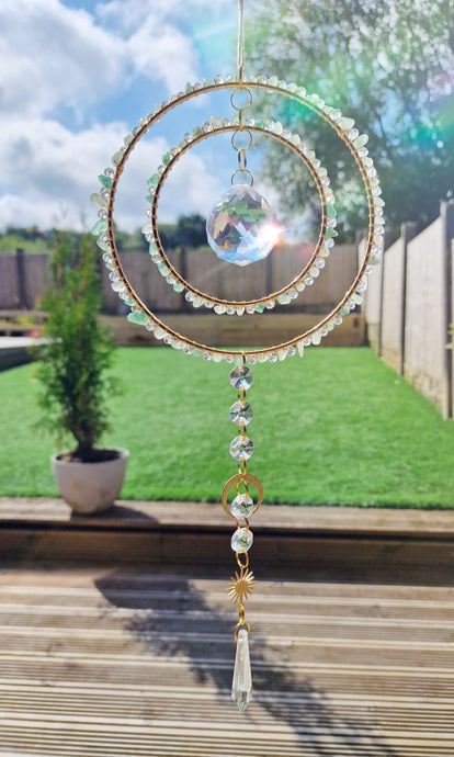 Crystal suncatcher adventurine 6 inch hoop