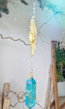 Load image into Gallery viewer, NEW Crystal suncatcher with blue aura quartz