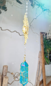 NEW Crystal suncatcher with blue aura quartz