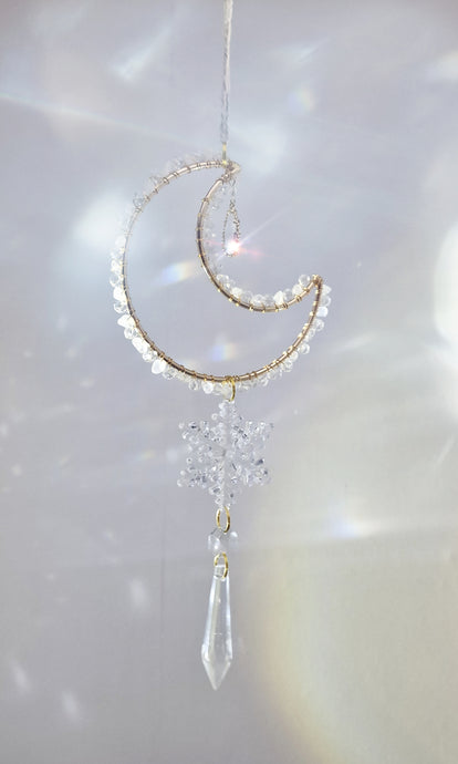 New - Moon suncatcher rose quartz