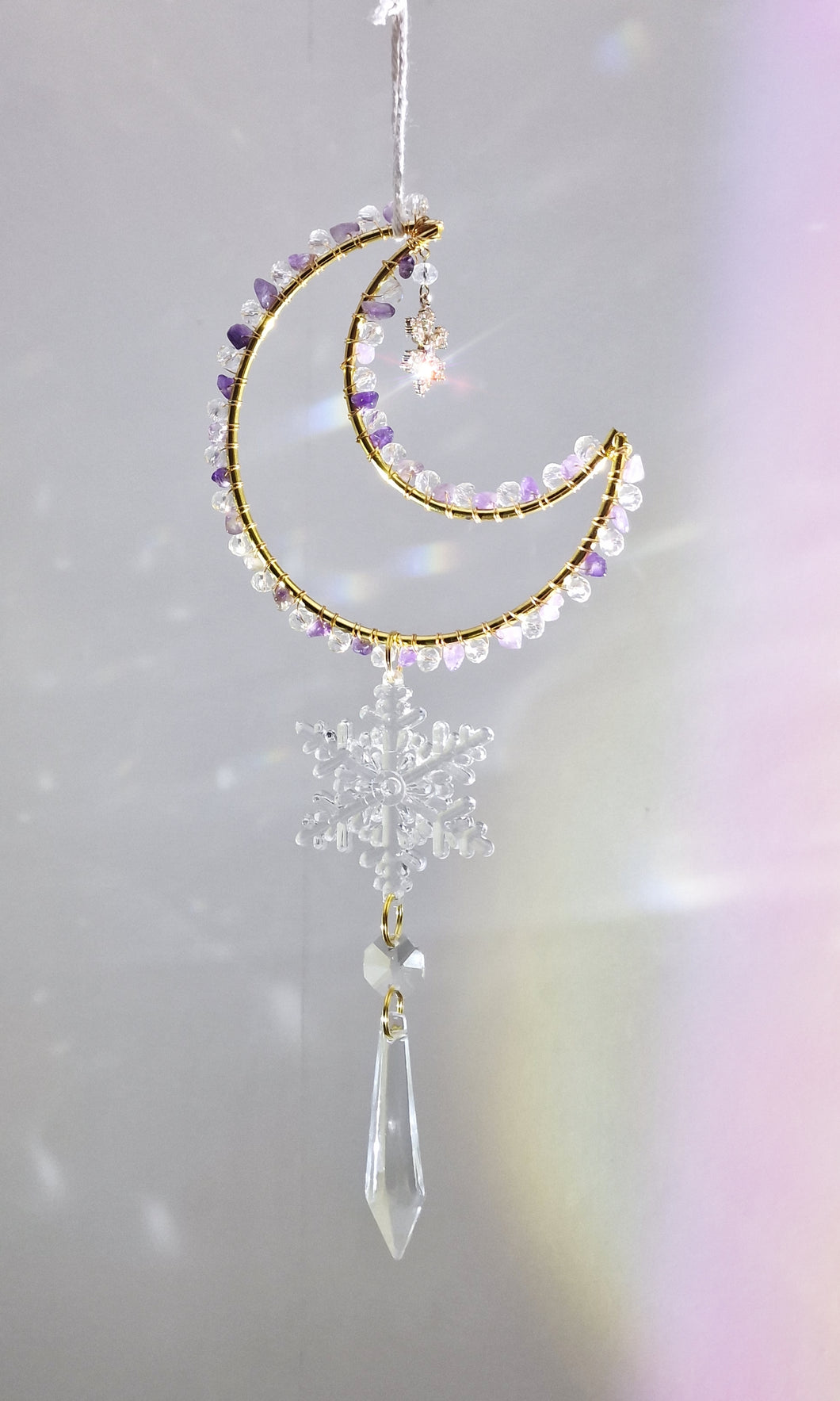 New - Moon suncatcher aquamarine amethyst