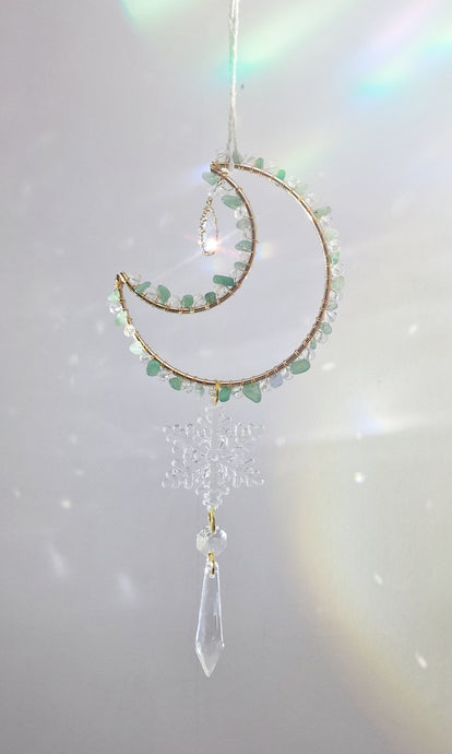 New - Moon suncatcher green adventurine