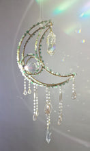 Load image into Gallery viewer, New Crescent moon crystal suncatcher with aventurine and aura quartz - Aquilo