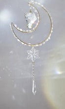 Load image into Gallery viewer, New - Moon suncatcher Clear Quartz and aura quartz crystal