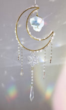 Load image into Gallery viewer, New - Moon suncatcher rose quartz and aura quartz crystal