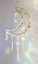 Load image into Gallery viewer, New Crescent moon crystal suncatcher with aventurine and aura quartz - Aquilo