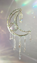 Load image into Gallery viewer, New Crescent moon crystal suncatcher with aventurine and aura quartz - Aquilo