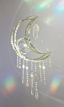 Load image into Gallery viewer, New Crescent moon crystal suncatcher with aventurine and aura quartz - Aquilo