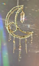 Load image into Gallery viewer, New Crescent moon crystal suncatcher with aventurine and aura quartz - Aquilo