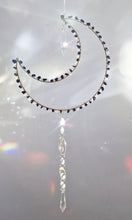 Load image into Gallery viewer, Crystal Moon suncatcher with crystal chips