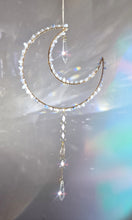 Load image into Gallery viewer, Moon suncatcher with crystal chips