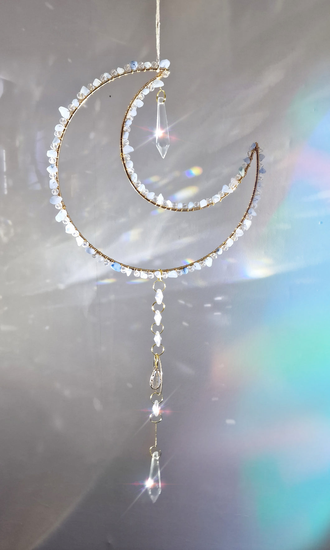 Moon suncatcher with crystal chips