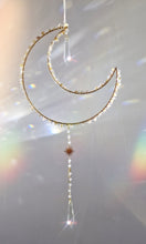 Load image into Gallery viewer, Moon suncatcher with crystal chips