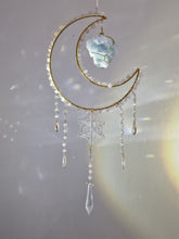 Load image into Gallery viewer, New - Moon suncatcher rose quartz and aura quartz crystal