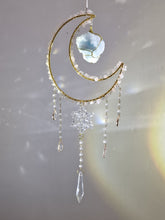 Load image into Gallery viewer, New - Moon suncatcher rose quartz and aura quartz crystal