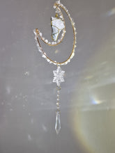 Load image into Gallery viewer, New - Moon suncatcher Clear Quartz and aura quartz crystal