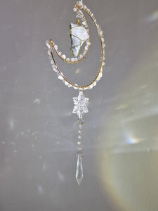 New - Moon suncatcher Clear Quartz and aura quartz crystal