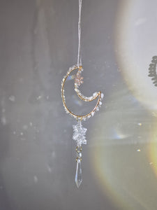 New - Moon suncatcher aquamarine clear quartz