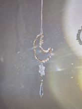 Load image into Gallery viewer, New - Moon suncatcher aquamarine clear quartz