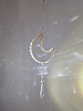 Load image into Gallery viewer, New - Moon suncatcher aquamarine rose quartz