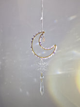 Load image into Gallery viewer, New - Moon suncatcher aquamarine amethyst