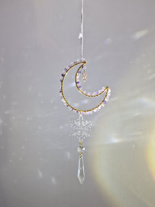 New - Moon suncatcher aquamarine amethyst