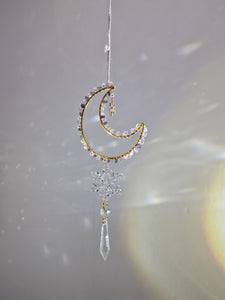 New - Moon suncatcher aquamarine amethyst