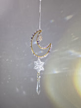 Load image into Gallery viewer, New - Moon suncatcher aquamarine amethyst