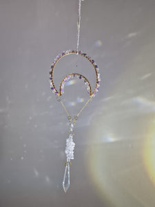 New - Moon suncatcher aquamarine amethyst