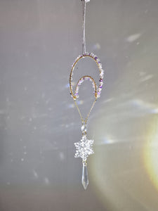 New - Moon suncatcher aquamarine amethyst