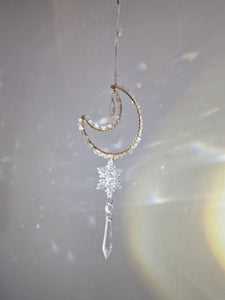 New - Moon suncatcher rose quartz