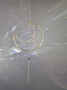 Moon suncatcher with crystal chips