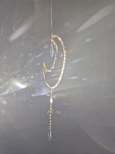 Moon suncatcher with crystal chips