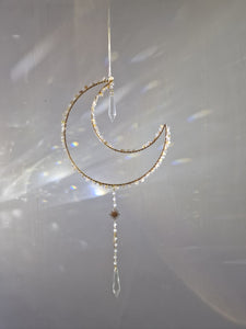 Moon suncatcher with crystal chips