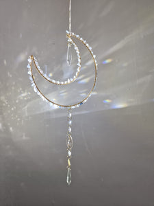 Moon suncatcher with crystal chips