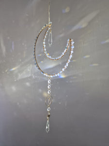 Moon suncatcher with crystal chips