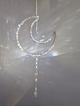 Load image into Gallery viewer, Moon suncatcher with crystal chips