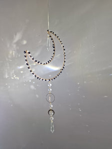 Crystal Moon suncatcher with crystal chips