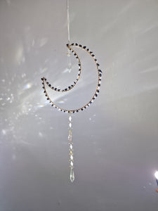 Crystal Moon suncatcher with crystal chips