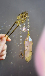 NEW suncatcher wand rose aura quartz