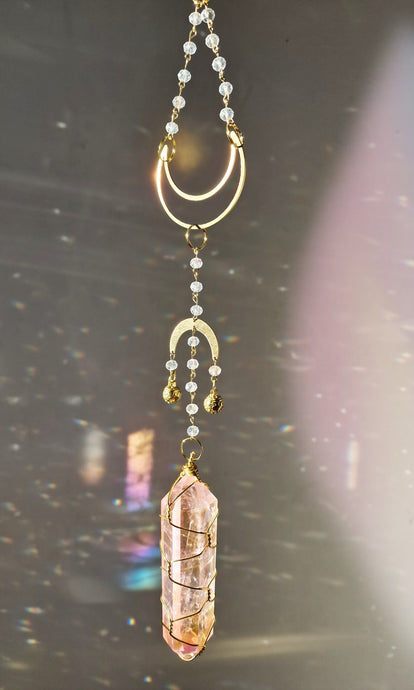 NEW suncatcher with pink aura quartz