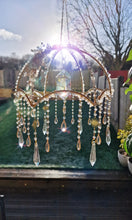 Load image into Gallery viewer, New - Crystal suncatcher lampshade with clear quartz and aura point crystals - Morning Ember