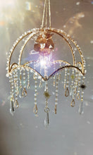 Load image into Gallery viewer, New - Crystal suncatcher lampshade with clear quartz and aura point crystals - Morning Ember