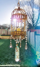 Load image into Gallery viewer, NEW suncatcher lantern with amethyst and blue aura quartz - Golden glow