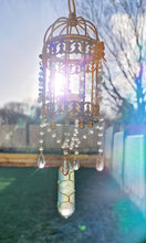 Load image into Gallery viewer, NEW suncatcher lantern with amethyst and blue aura quartz - Golden glow