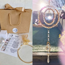 Load image into Gallery viewer, DIY Suncatcher Craft Kit – Includes butterfly beads and crystal chips in a hoop, ideal for craft lovers and spiritual home decor enthusiasts